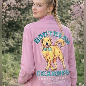 Pink "Southern Charmer Dog Obsessed" Long Sleeve Tee